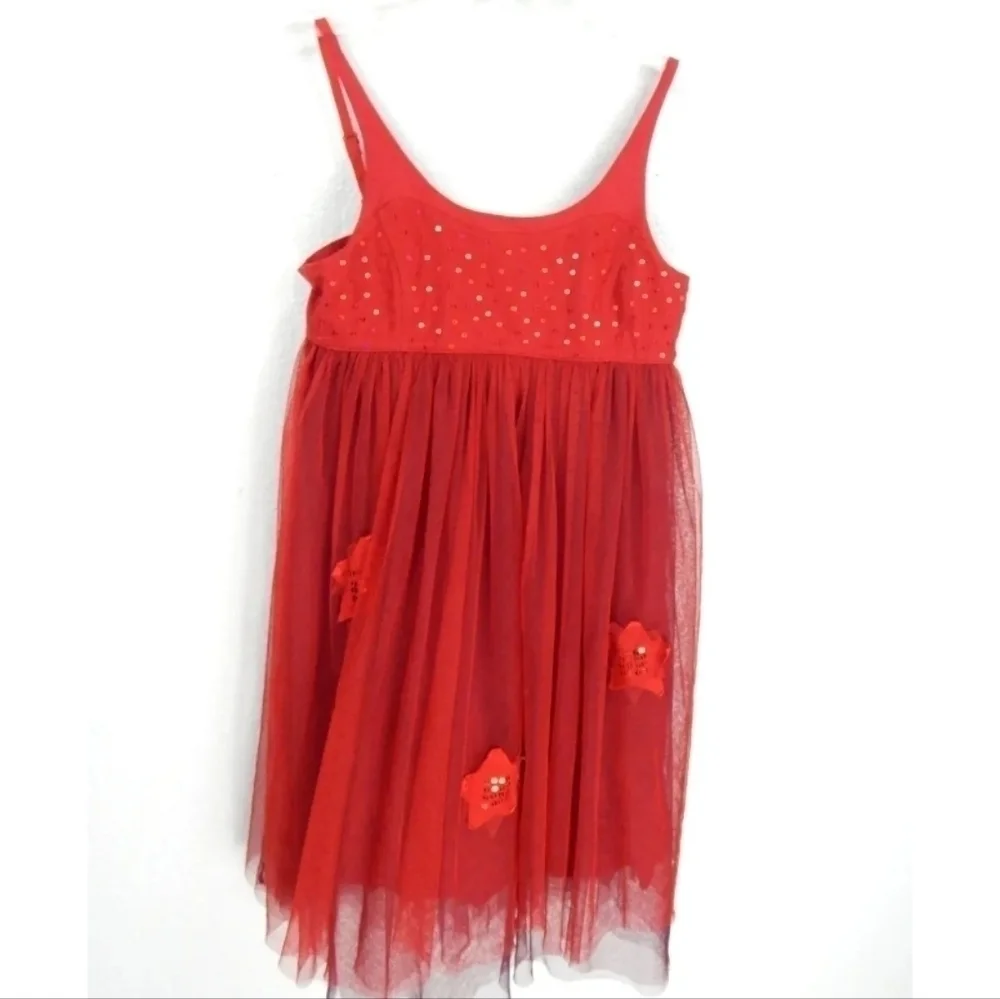 Eliane et Lena Red Tulle Star Sequin Dress